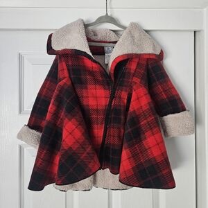 NWT toddler girl sherpa flannel coat